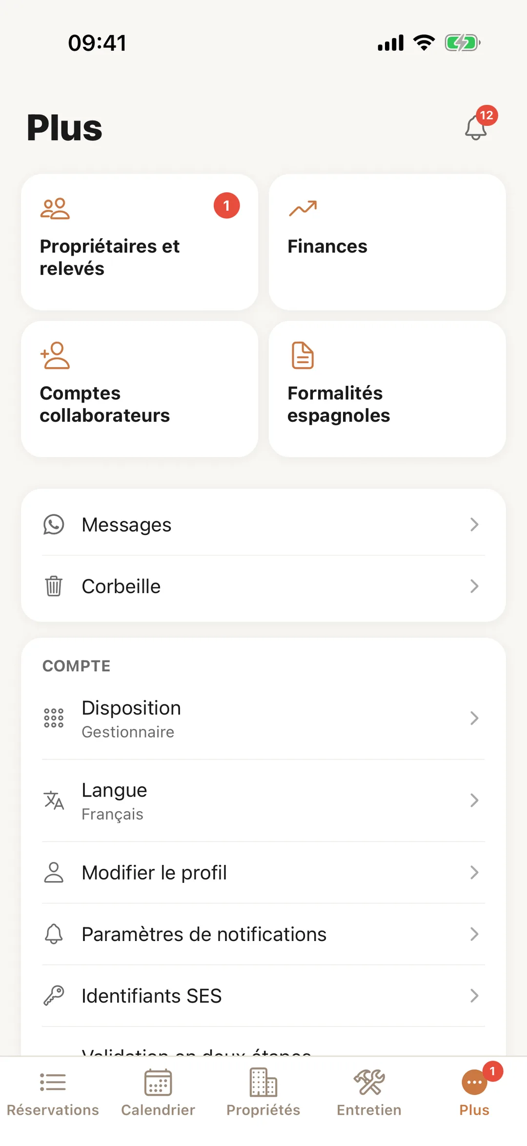Capture d’écran : Plus, côté gestionnaire