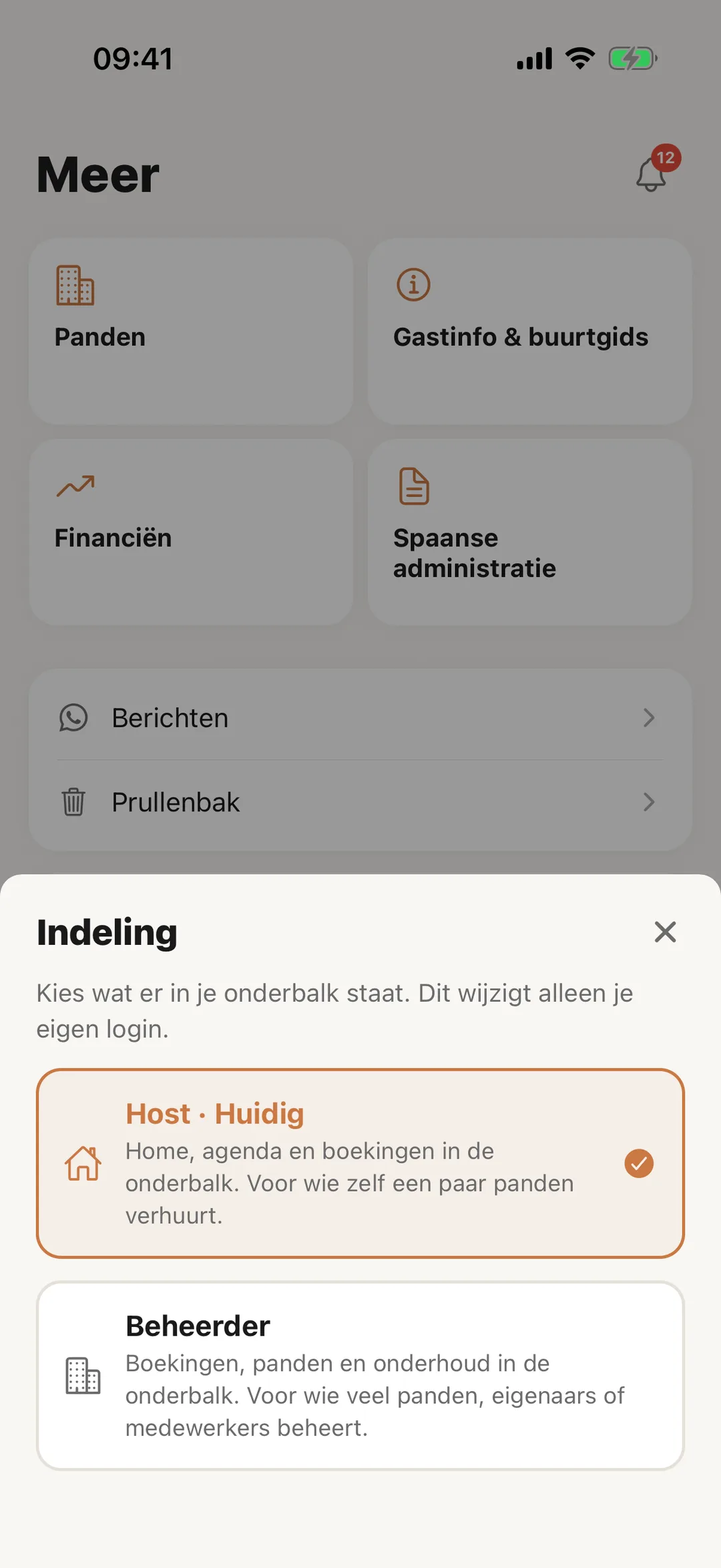 Schermafbeelding: De indeling wijzigen
