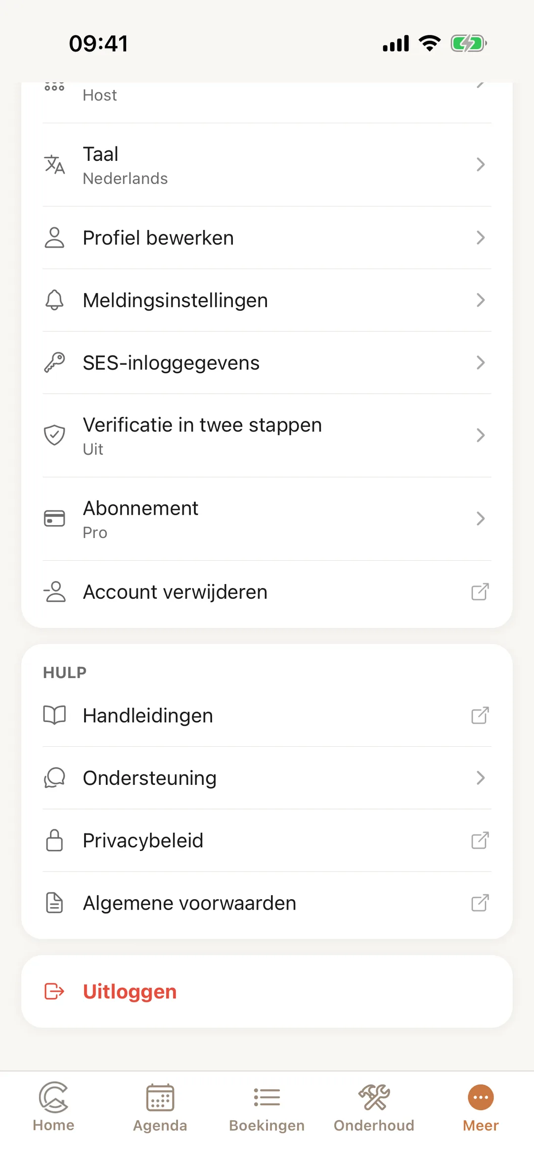 Schermafbeelding: Je account