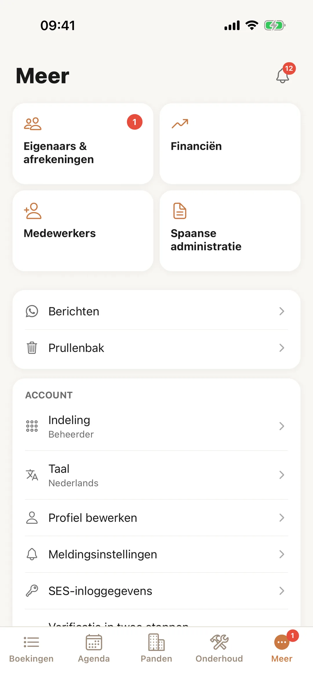 Schermafbeelding: Meer, als beheerder