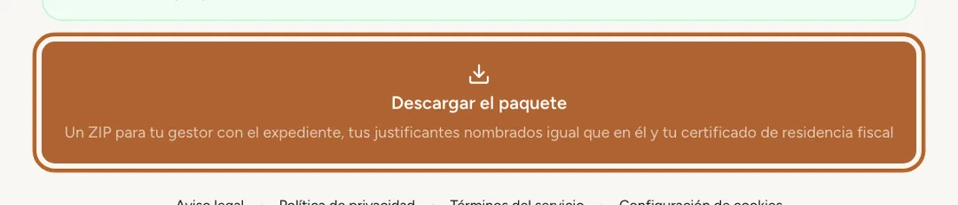Captura de pantalla: Descarga el paquete