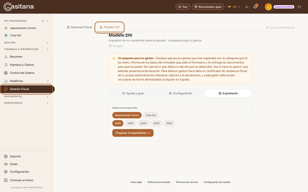 Captura de pantalla: Abre el Modelo 210