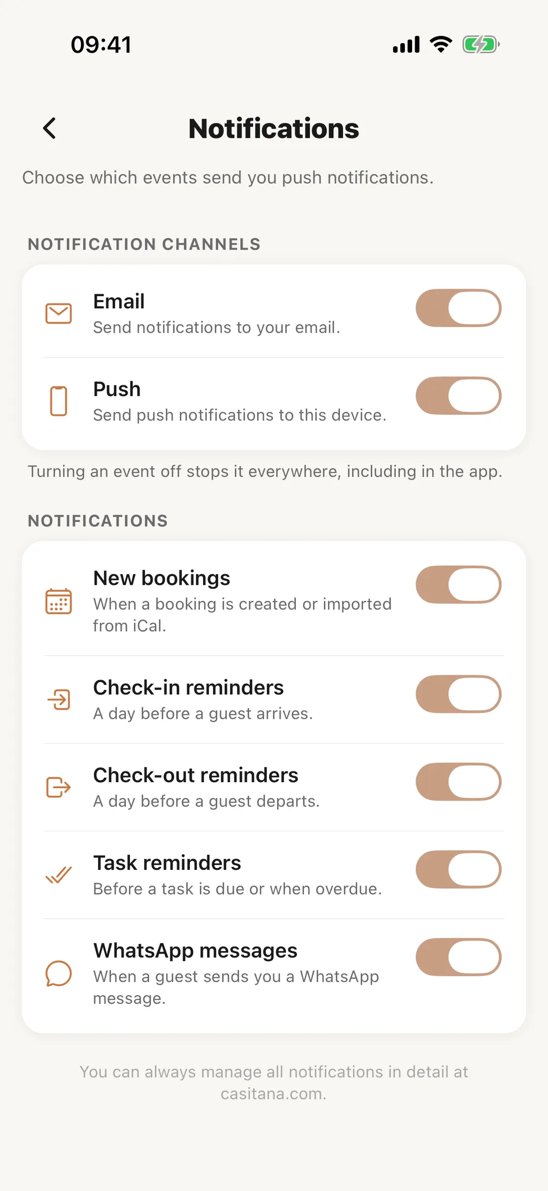 Screenshot: The app’s notification settings