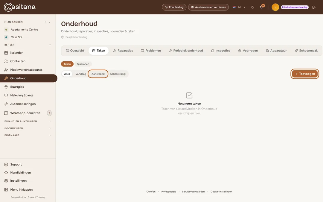 Schermafbeelding: Je taken