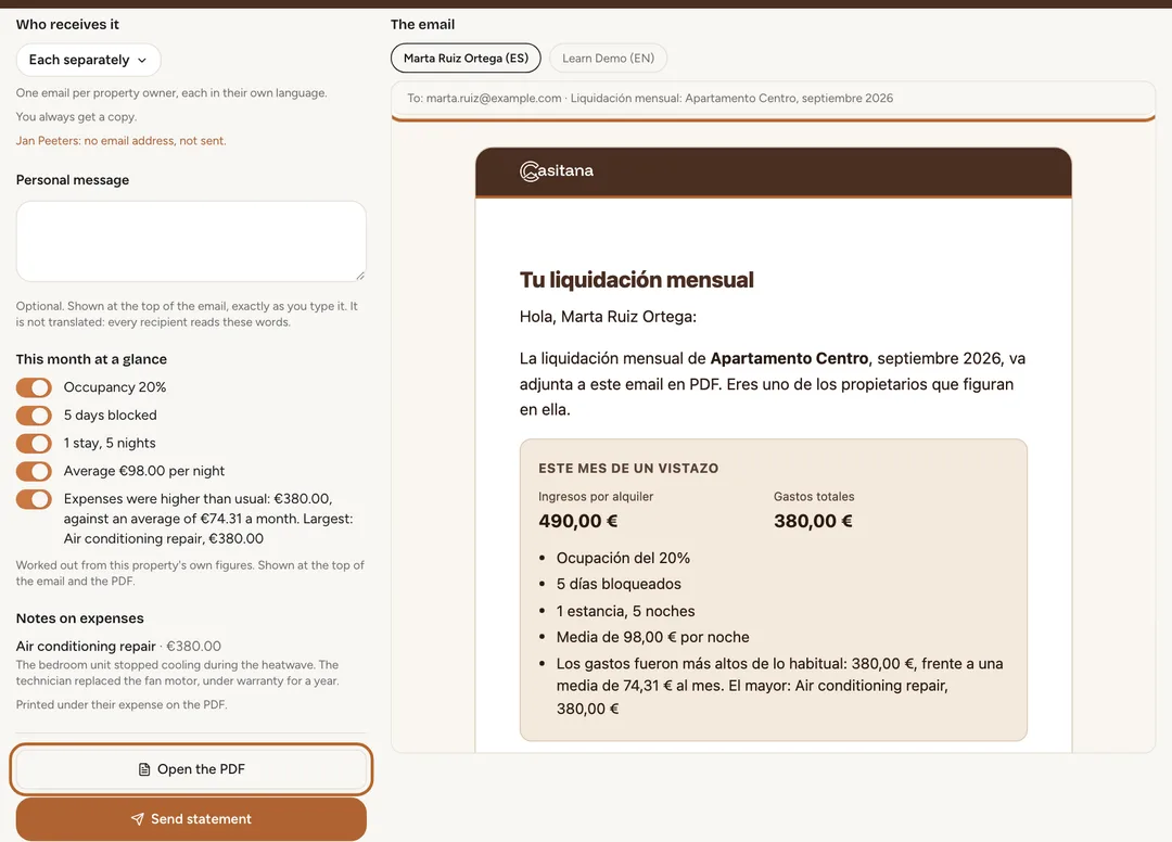 Screenshot: Check the email and the PDF