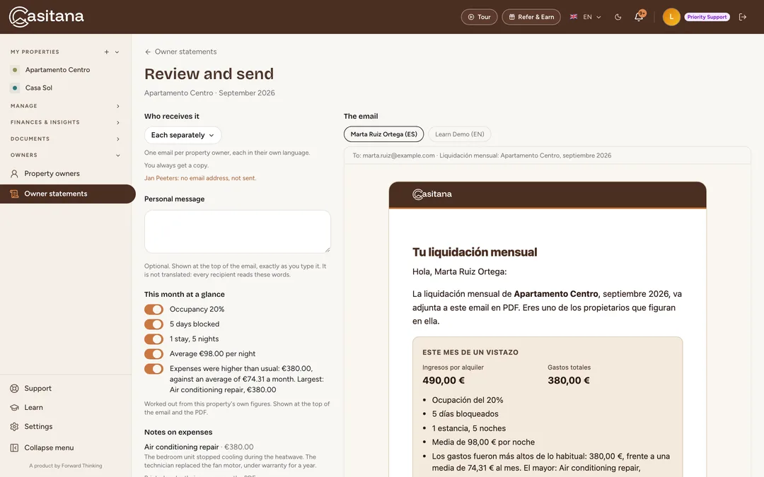 Screenshot: Open Review and send