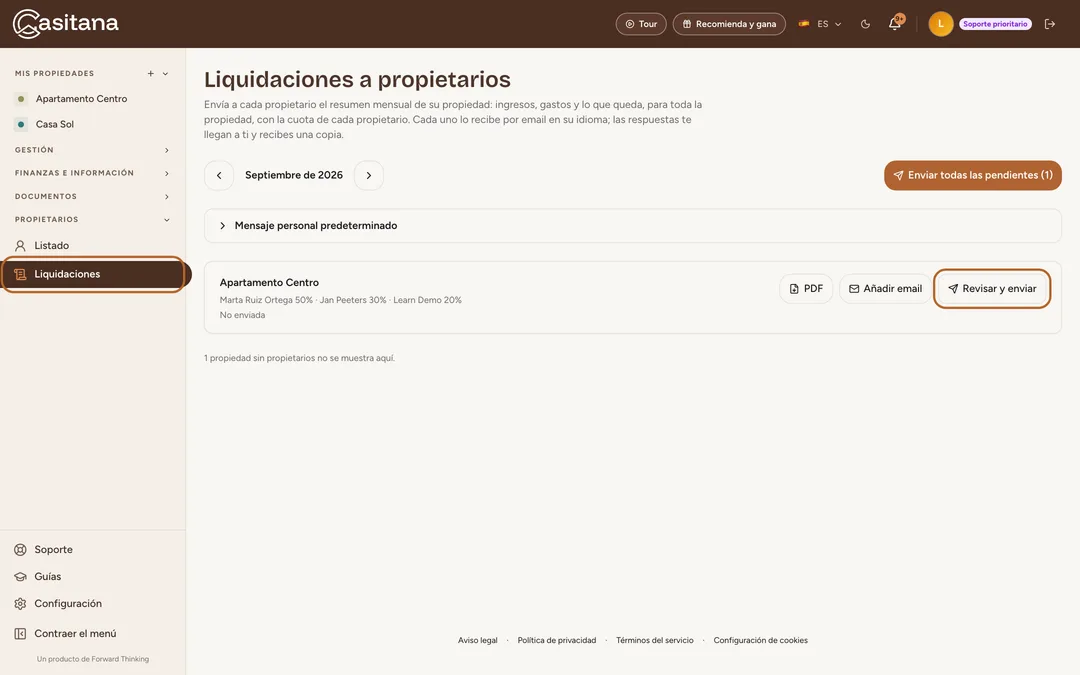 Captura de pantalla: Abre Liquidaciones