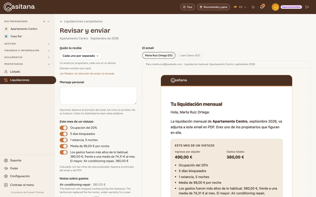 Captura de pantalla: Abre Revisar y enviar