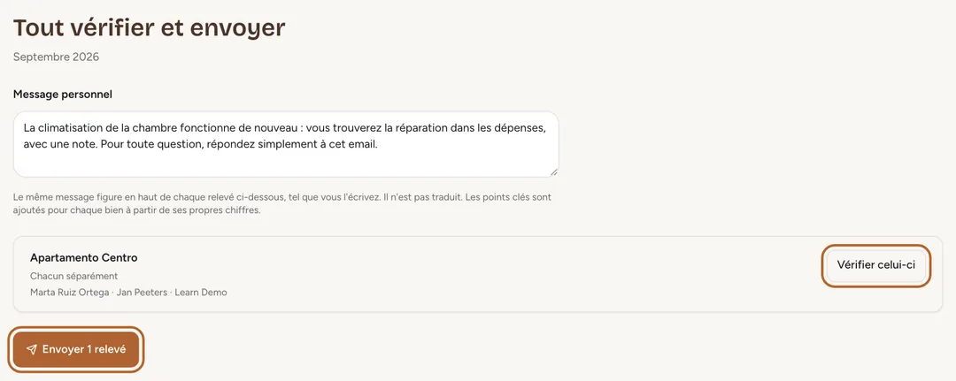 Capture d’écran : Vérifiez tous les relevés d'un coup