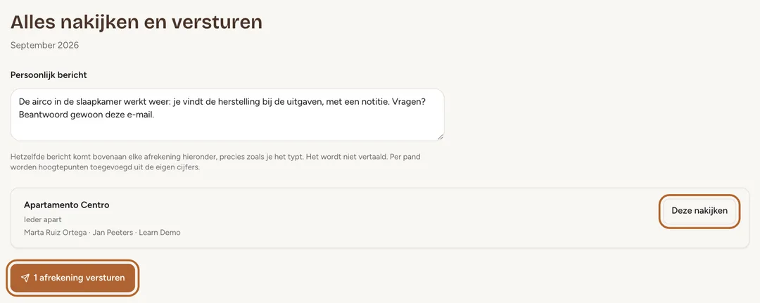 Schermafbeelding: Kijk alle afrekeningen in één keer na