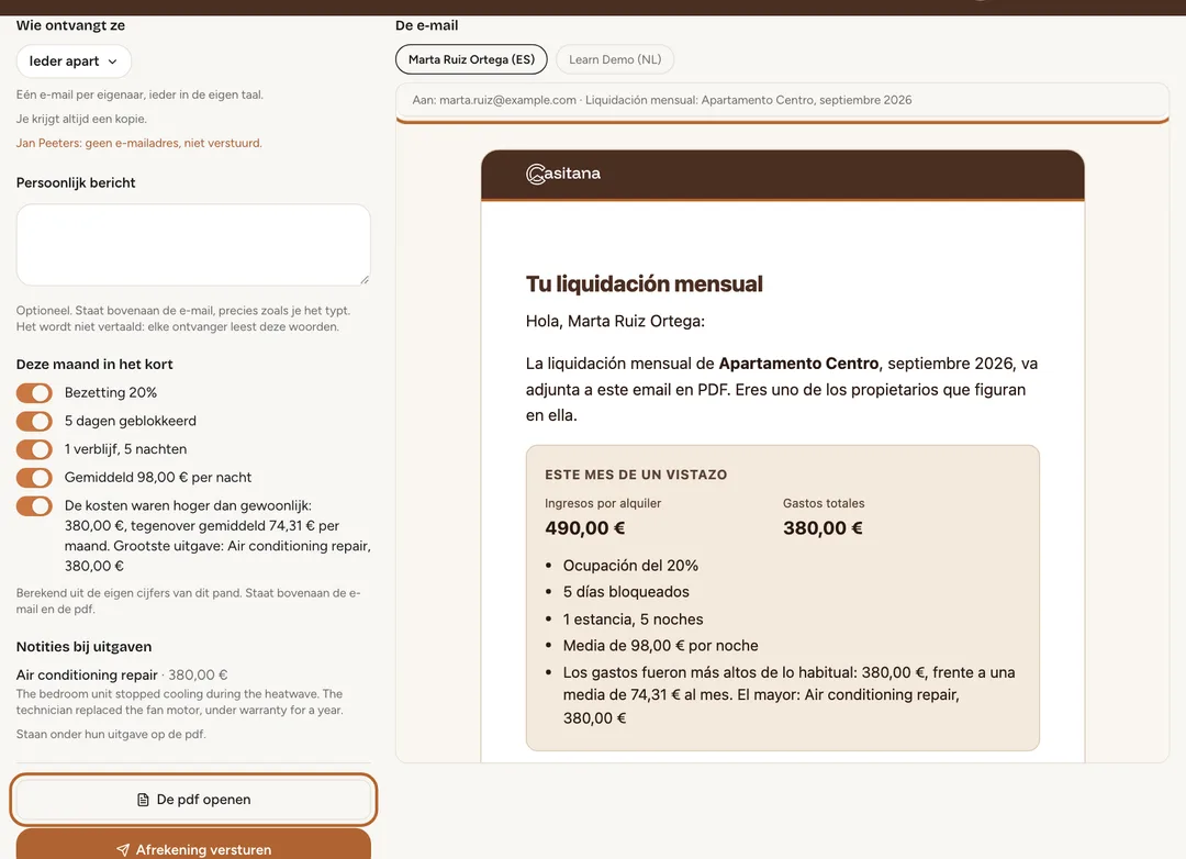 Schermafbeelding: Controleer de e-mail en de pdf