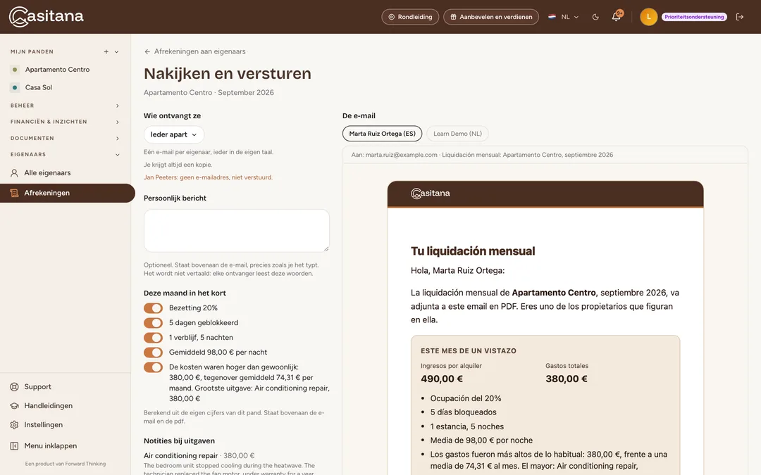 Schermafbeelding: Open Nakijken en versturen