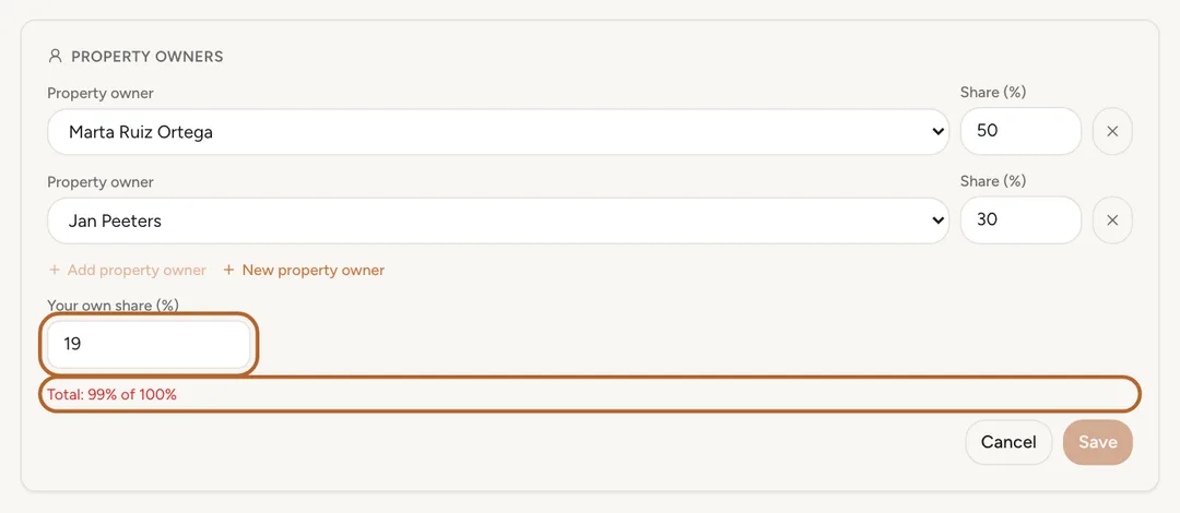 Screenshot: Your own share