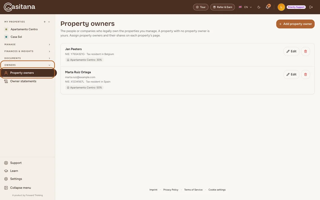 Screenshot: Open the list