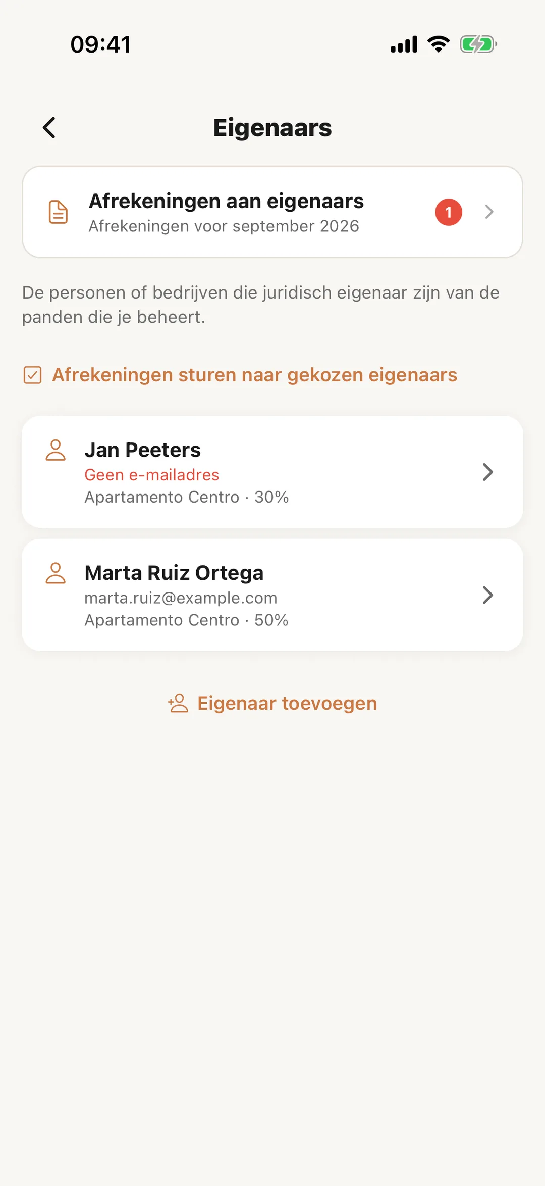 Schermafbeelding: Je eigenaars in de app