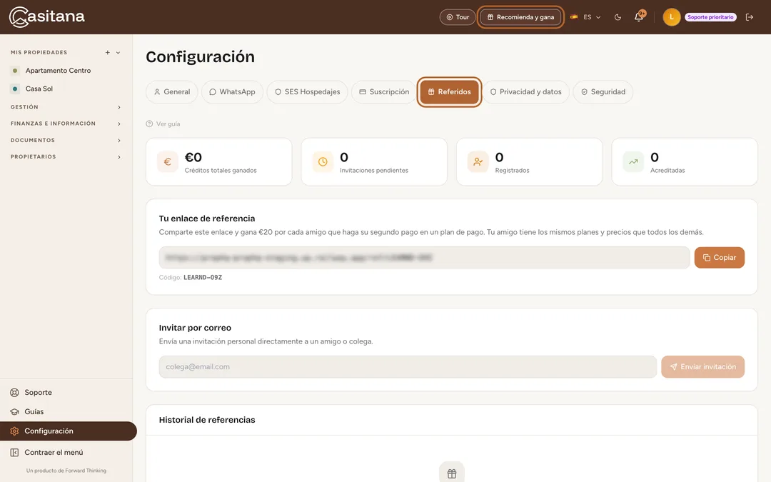 Captura de pantalla: Abre Referidos