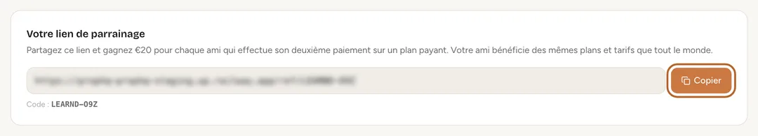 Capture d’écran : Partagez votre lien