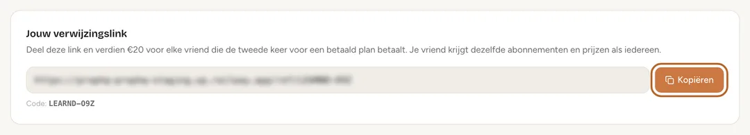 Schermafbeelding: Deel je link