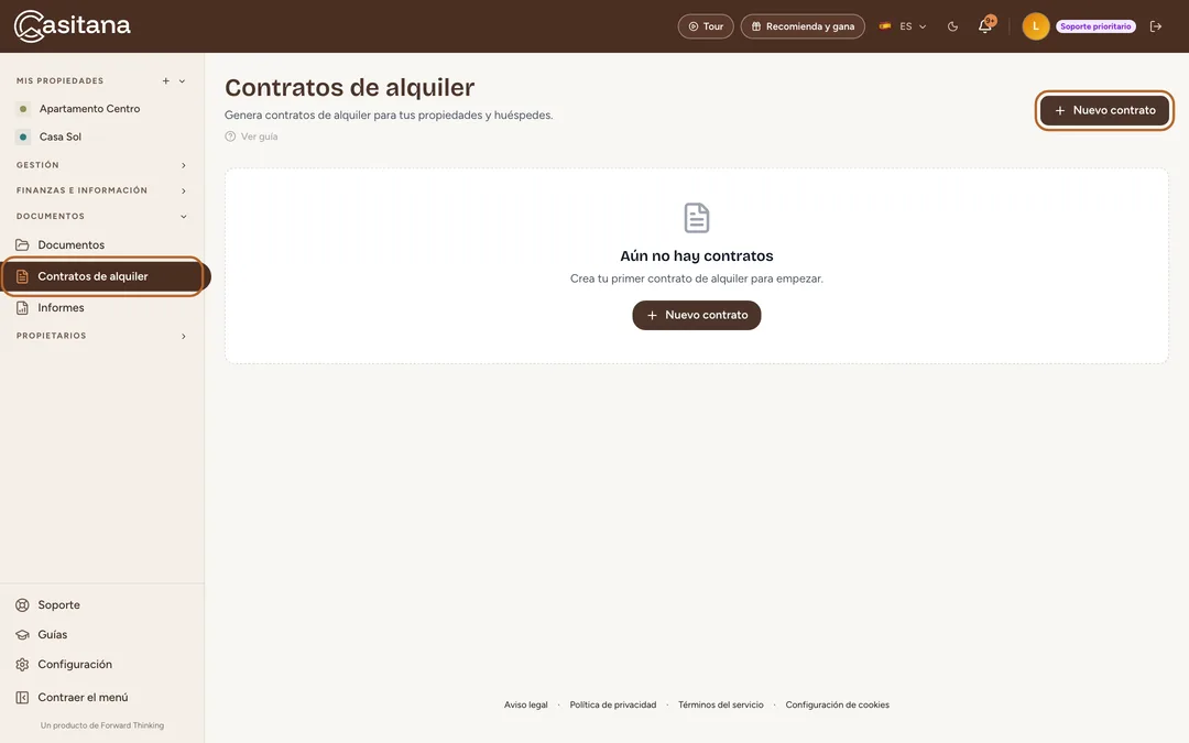 Captura de pantalla: Abre Contratos de alquiler
