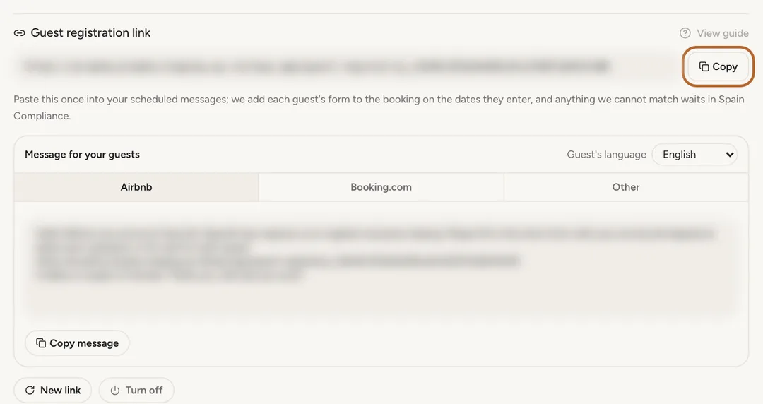 Screenshot: Create the link