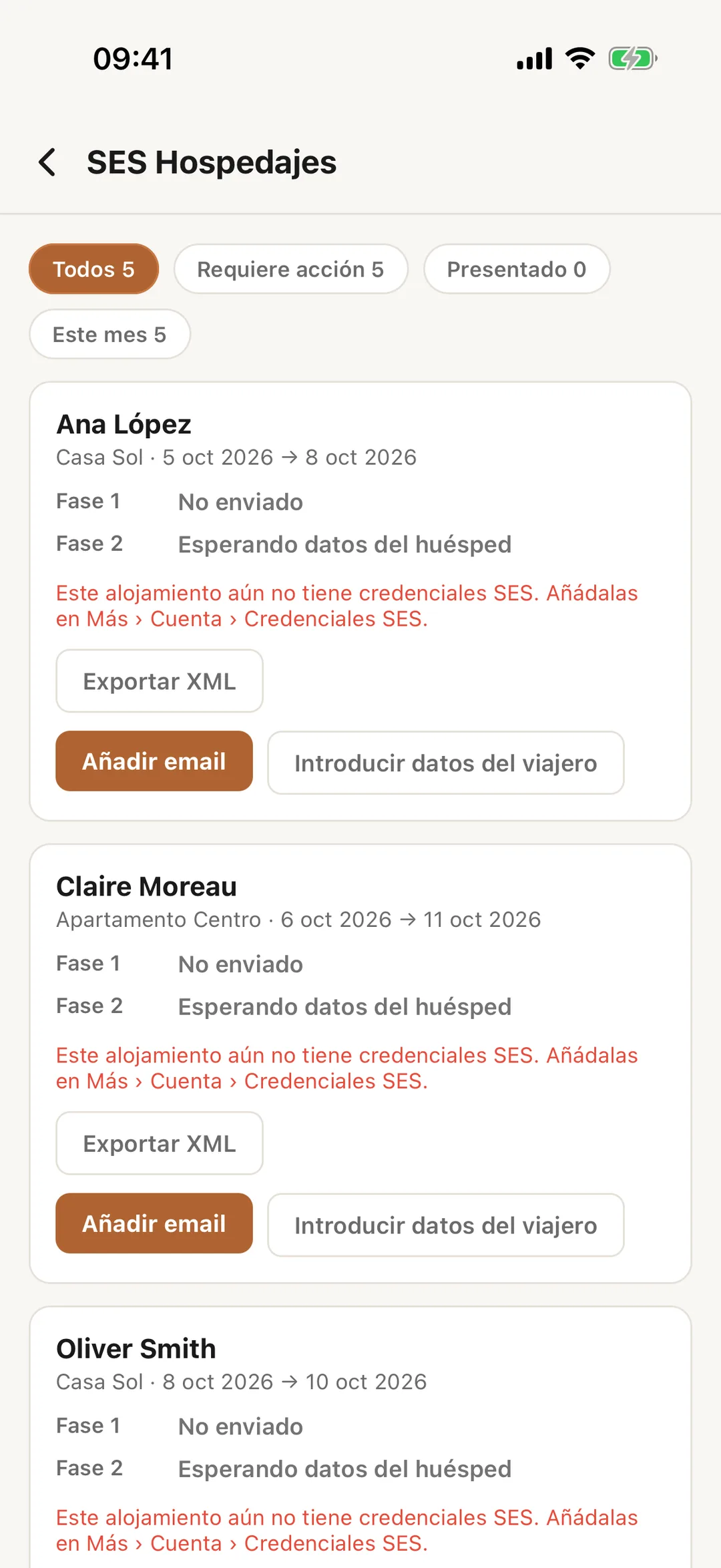 Captura de pantalla: Trámites en España en la app