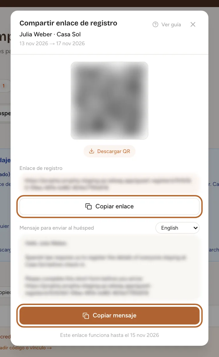 Captura de pantalla: Comparte el enlace