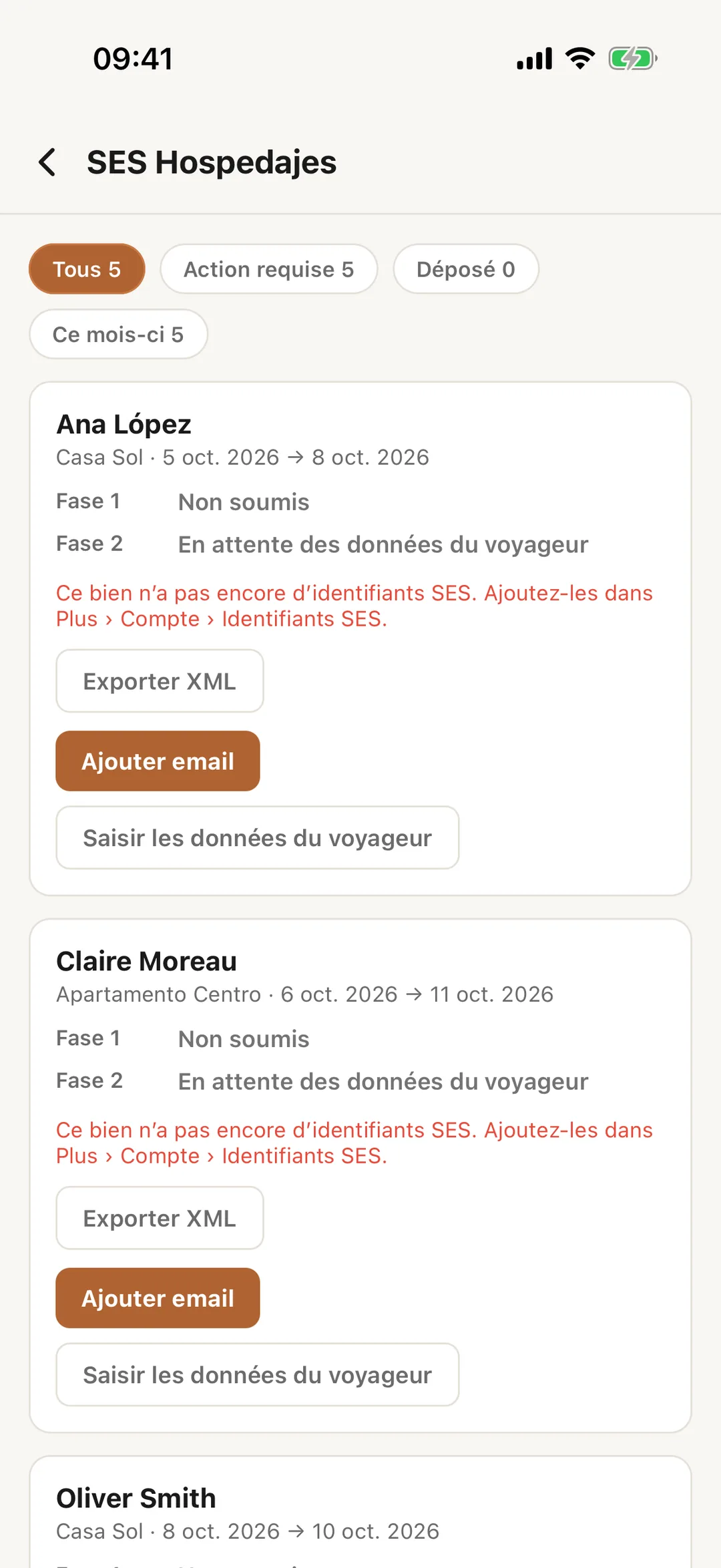 Capture d’écran : Les formalités espagnoles dans l’application