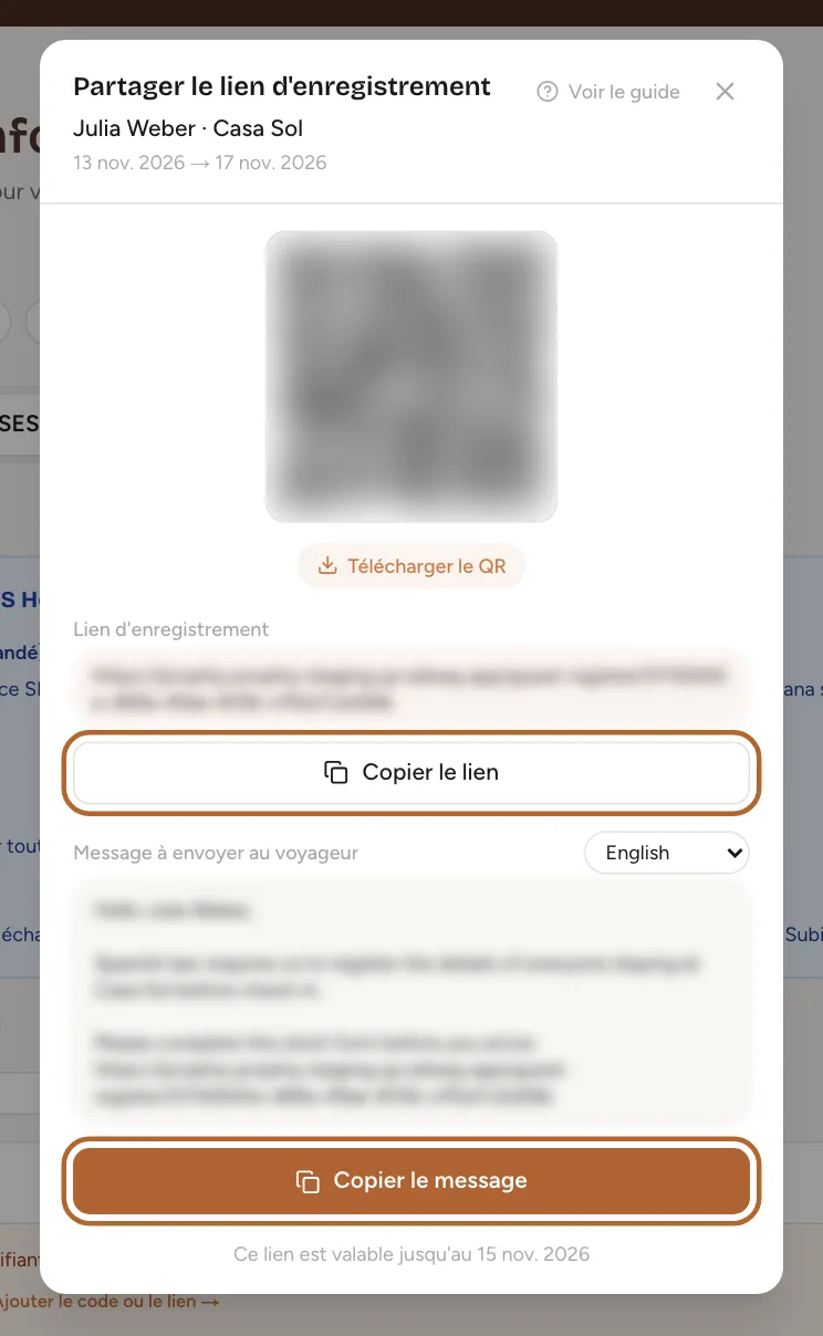 Capture d’écran : Partagez le lien