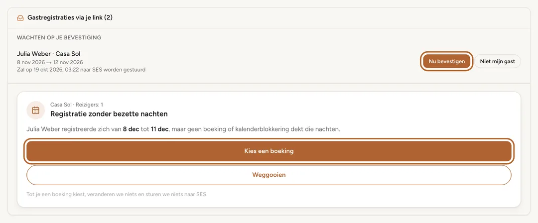 Schermafbeelding: De inbox op het SES-tabblad