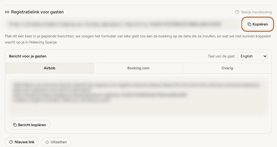 Schermafbeelding: Maak de link aan