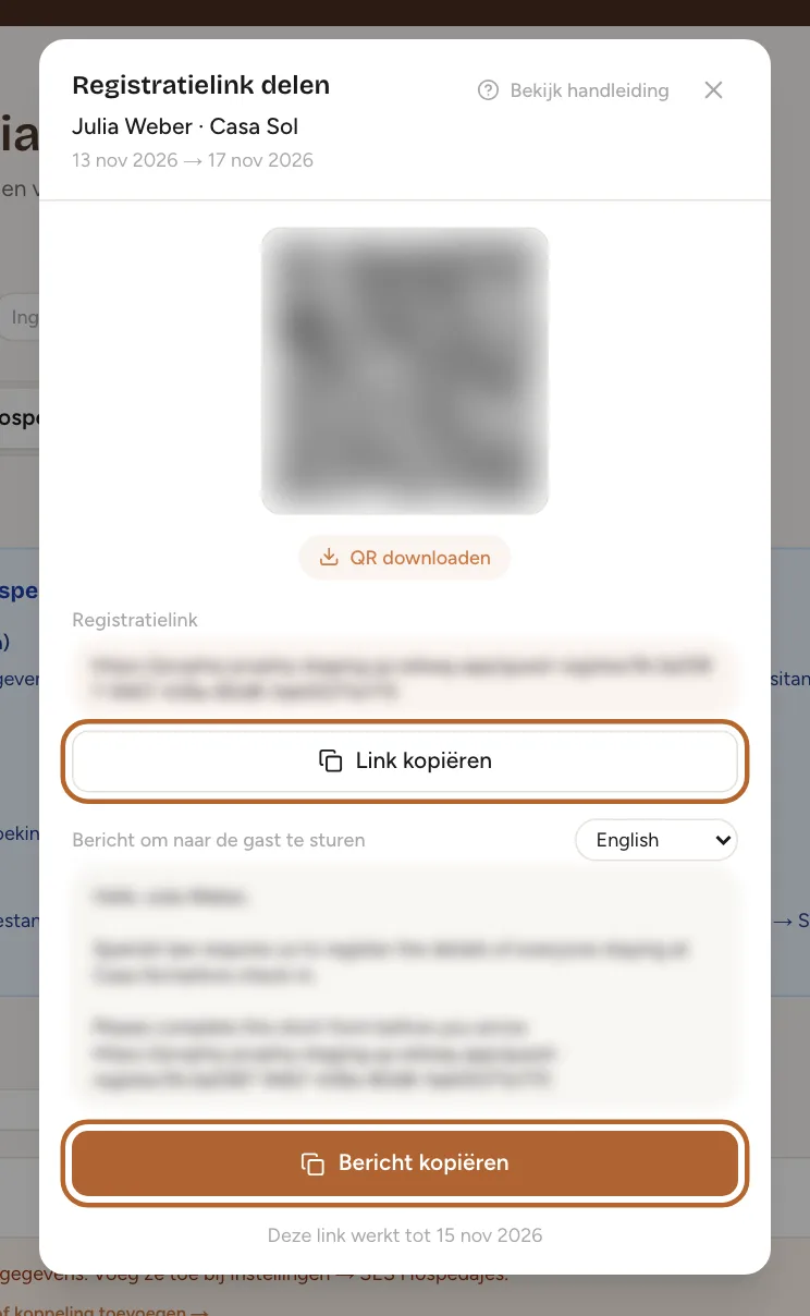 Schermafbeelding: Deel de link