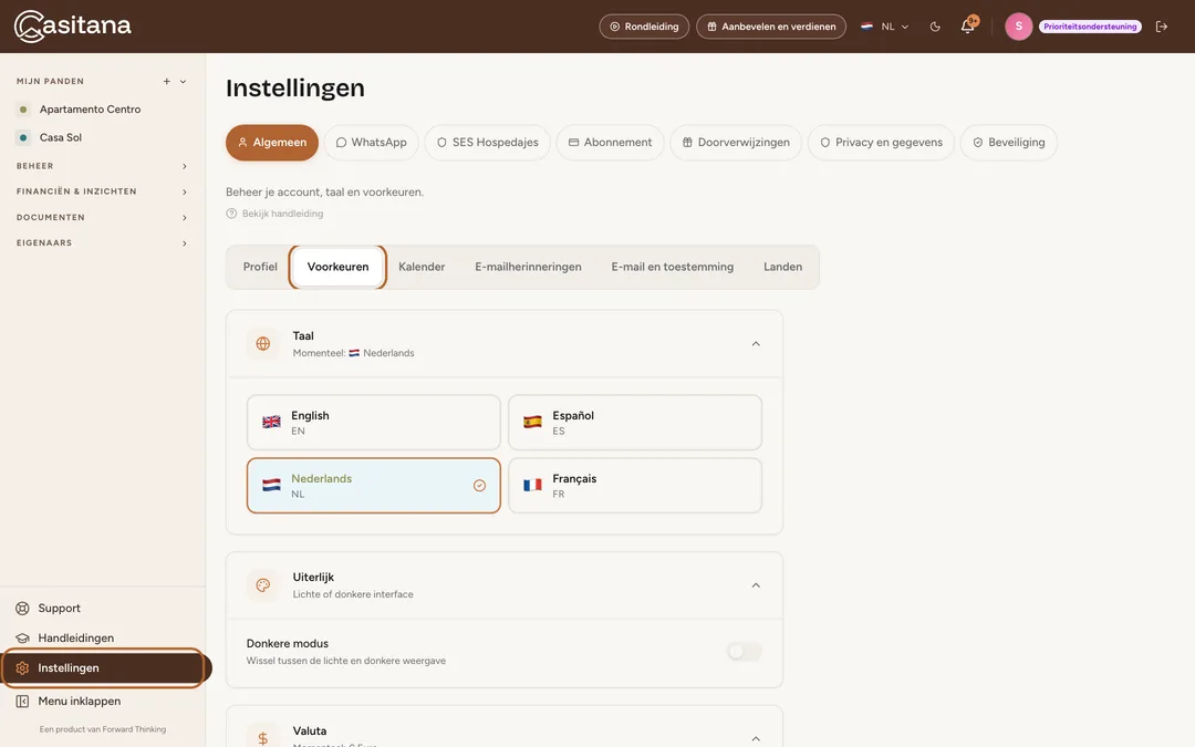 Schermafbeelding: Open Instellingen