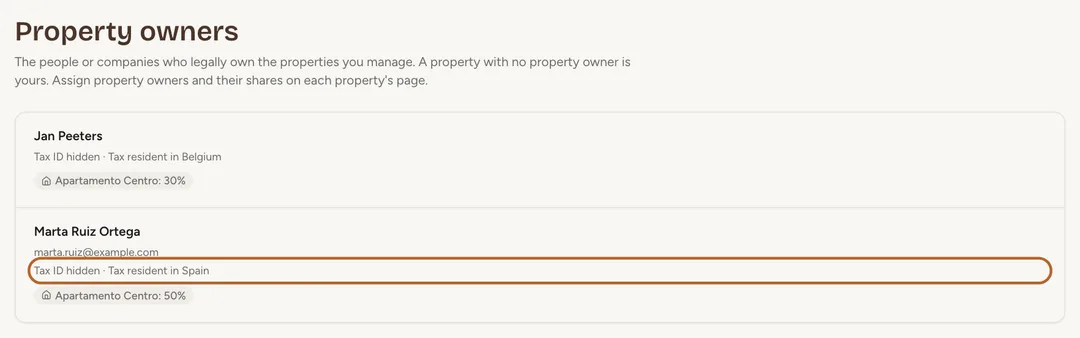 Screenshot: Your property owners