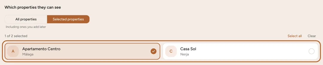 Screenshot: Choose which properties
