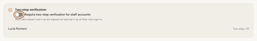Screenshot: Require it for your staff
