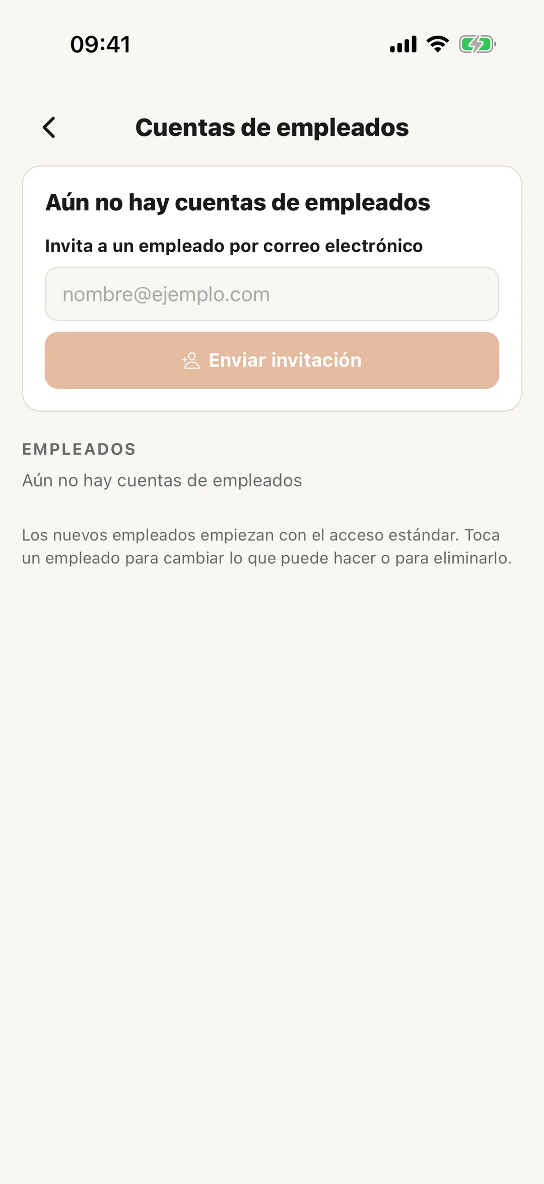 Captura de pantalla: Tus empleados en la app