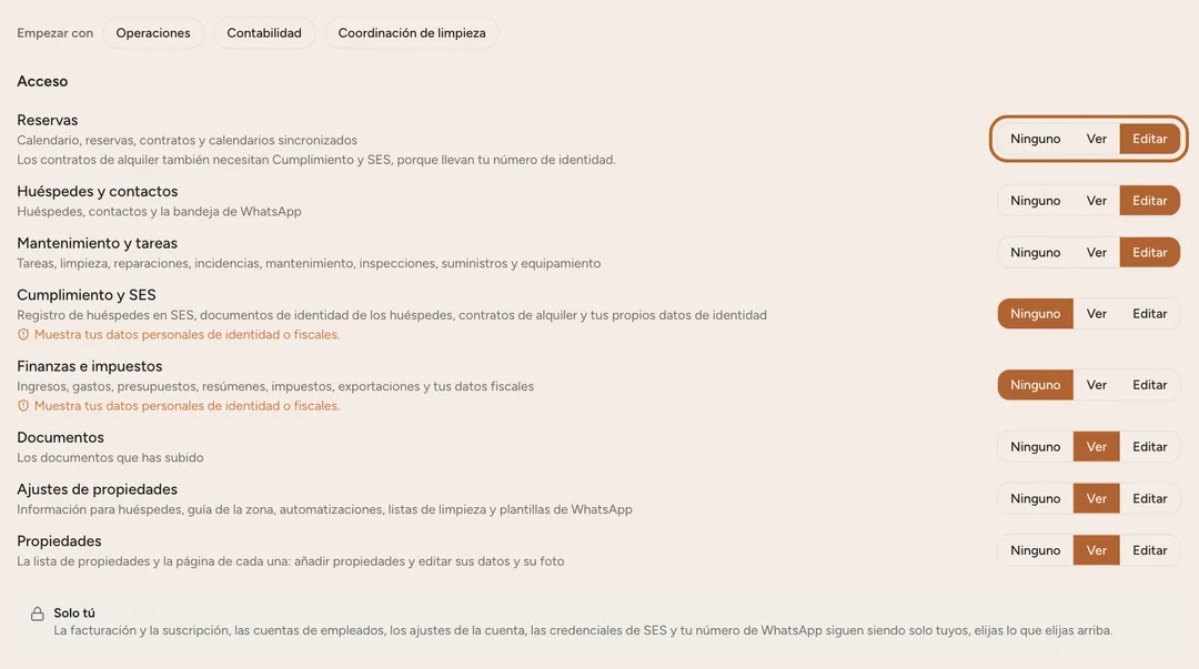 Captura de pantalla: Elige qué puede ver y cambiar