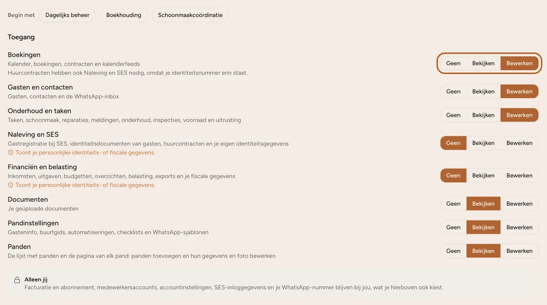 Schermafbeelding: Kies wat ze kunnen zien en wijzigen