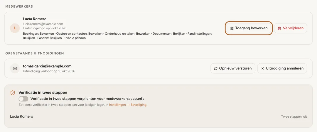 Schermafbeelding: Je team in één oogopslag