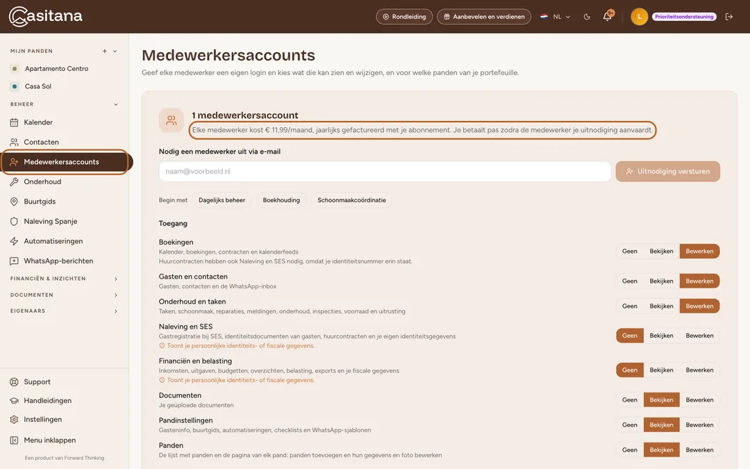Schermafbeelding: Open Medewerkersaccounts