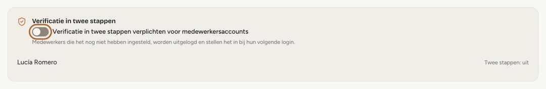 Schermafbeelding: Verplicht het voor je medewerkers