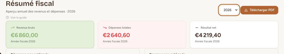 Capture d’écran : Lisez les totaux