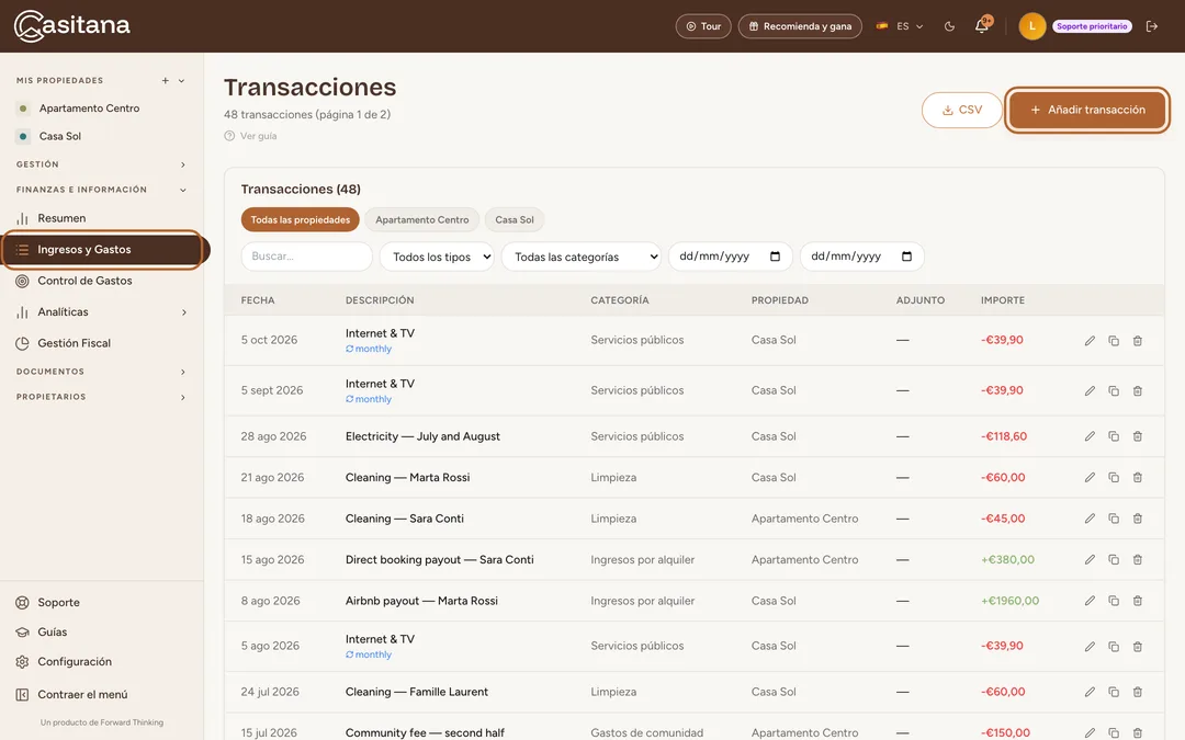 Captura de pantalla: Abre Ingresos y Gastos