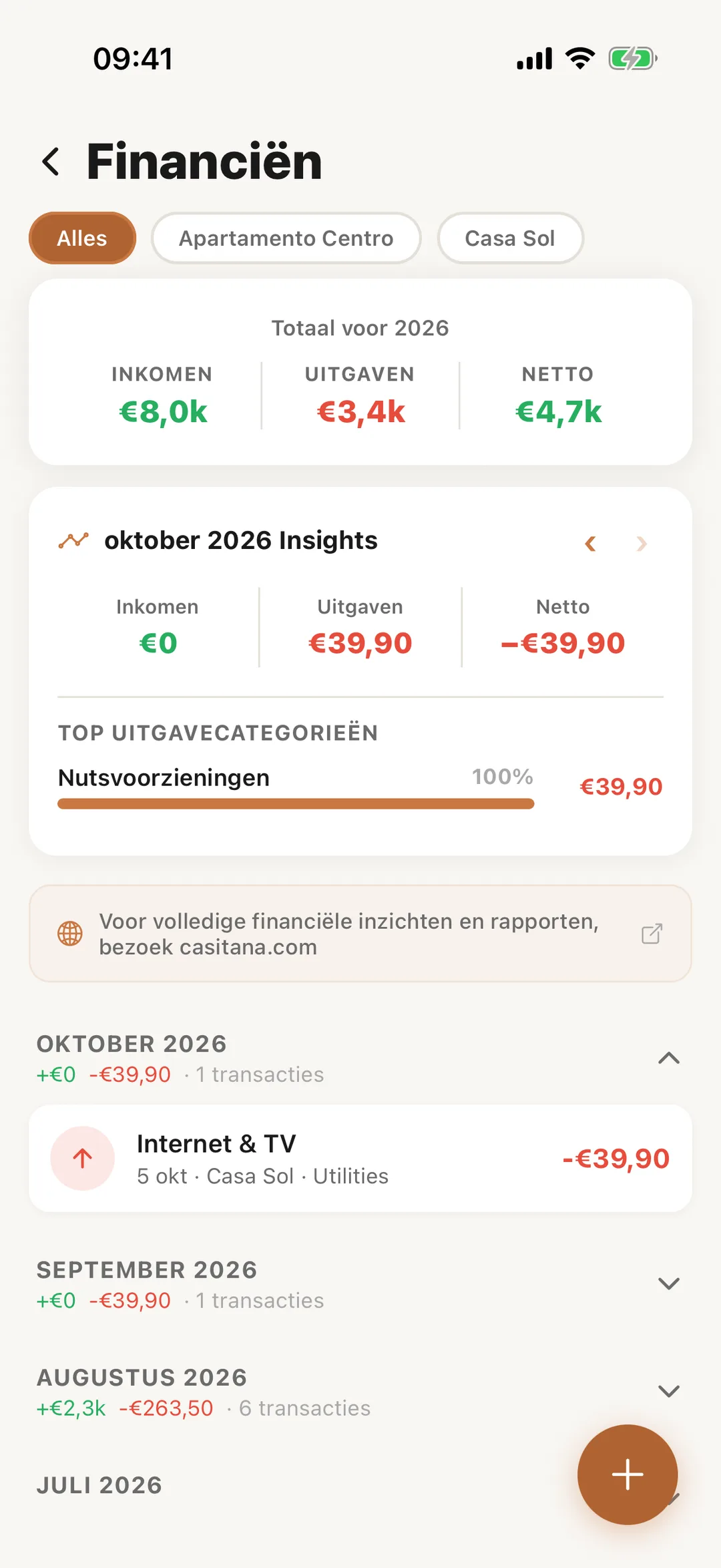 Schermafbeelding: Financiën in de app
