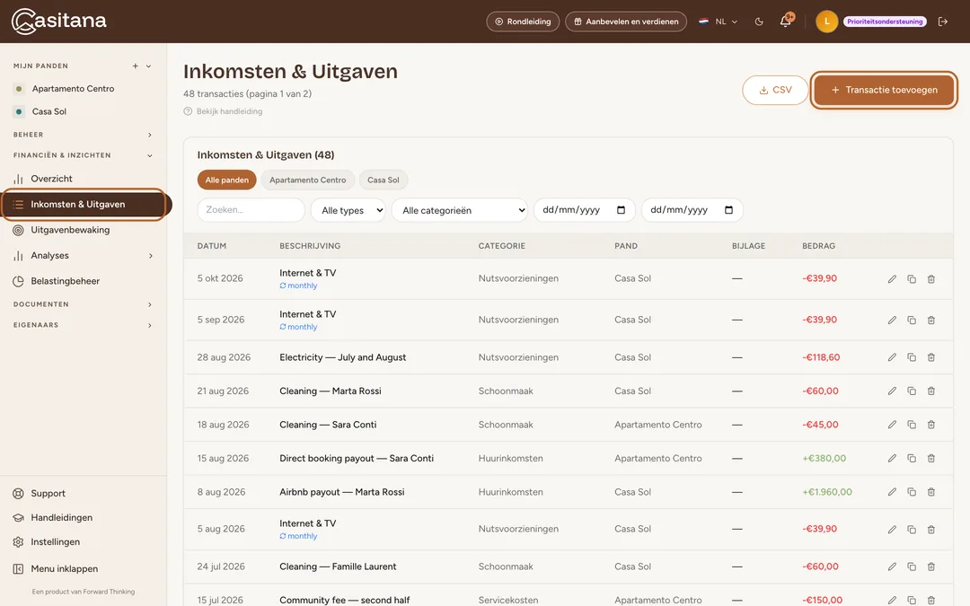 Schermafbeelding: Open Inkomsten & Uitgaven