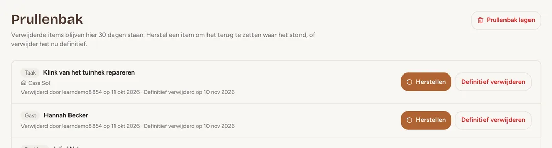 Schermafbeelding: Wat je verwijdert, gaat eerst daarheen