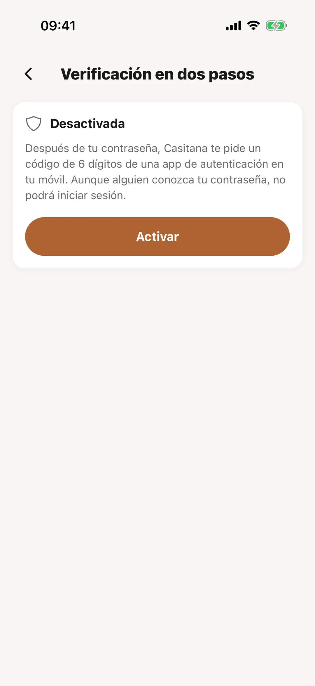 Captura de pantalla: En la app de Casitana