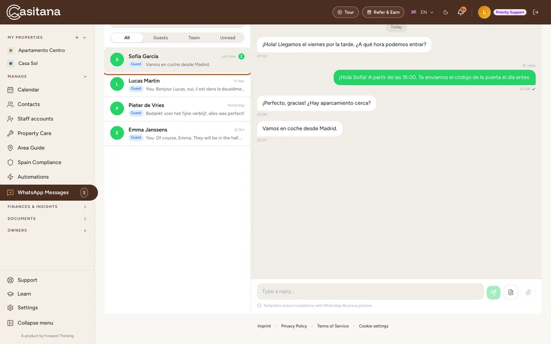 Screenshot: Open your messages