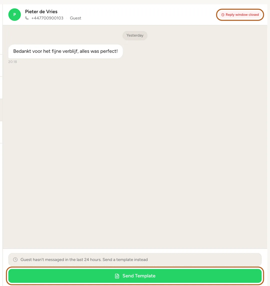 Screenshot: The 24-hour reply window