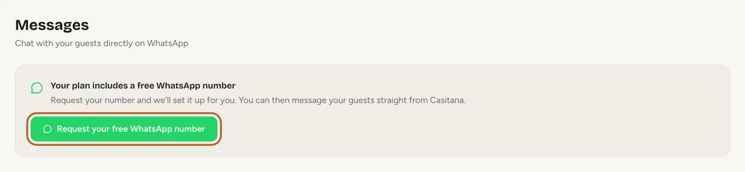 Screenshot: Request your number